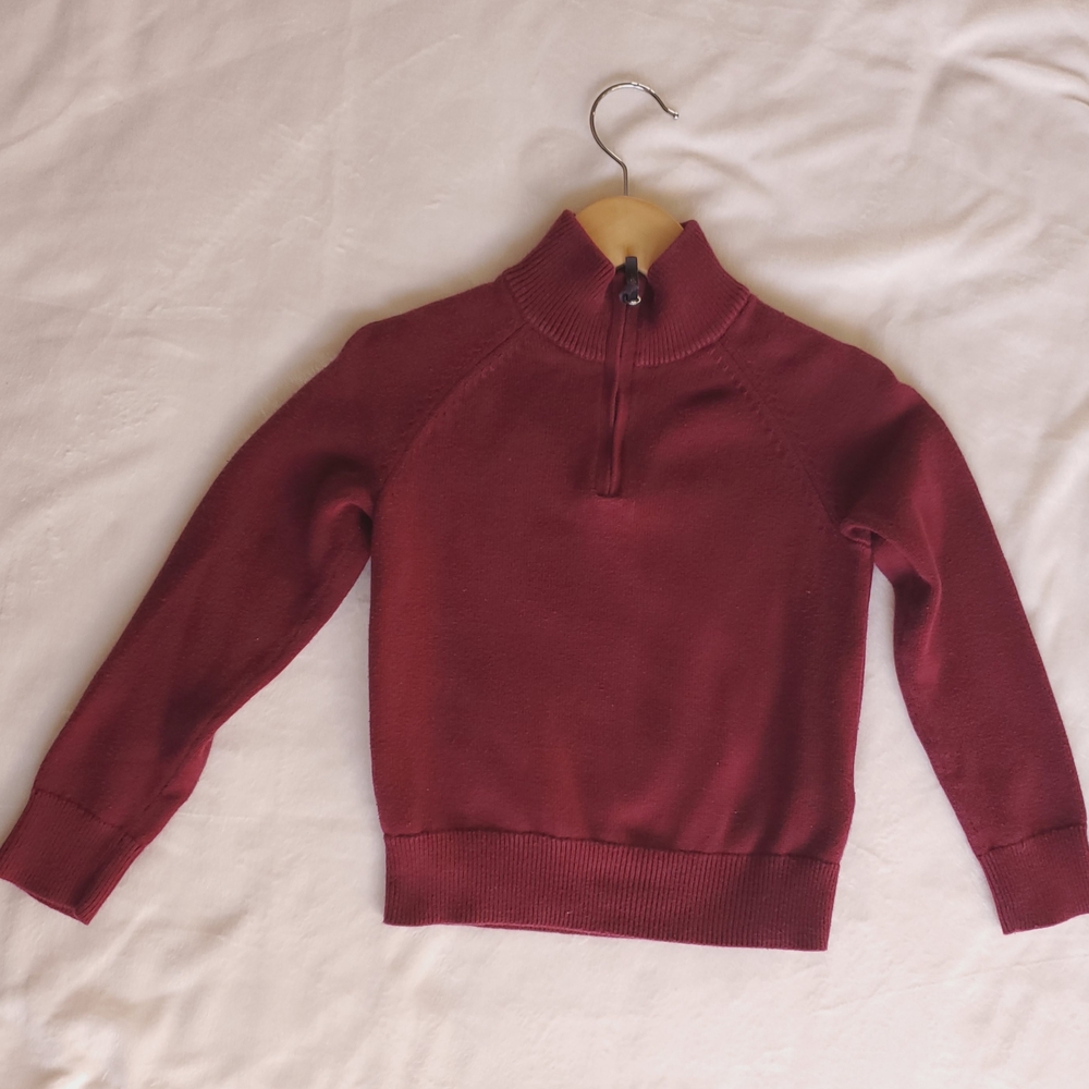 Crewcuts Kids Preppy Burgundy Sweater Quarter Zip. Back To School Fall Style. - Picture 6 of 16